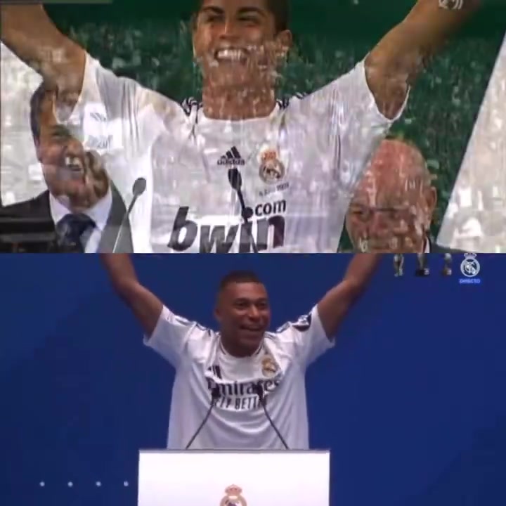 连抬手动作都一样！姆巴佩模仿09年C罗收尾：1,2,3，Hala Madrid!